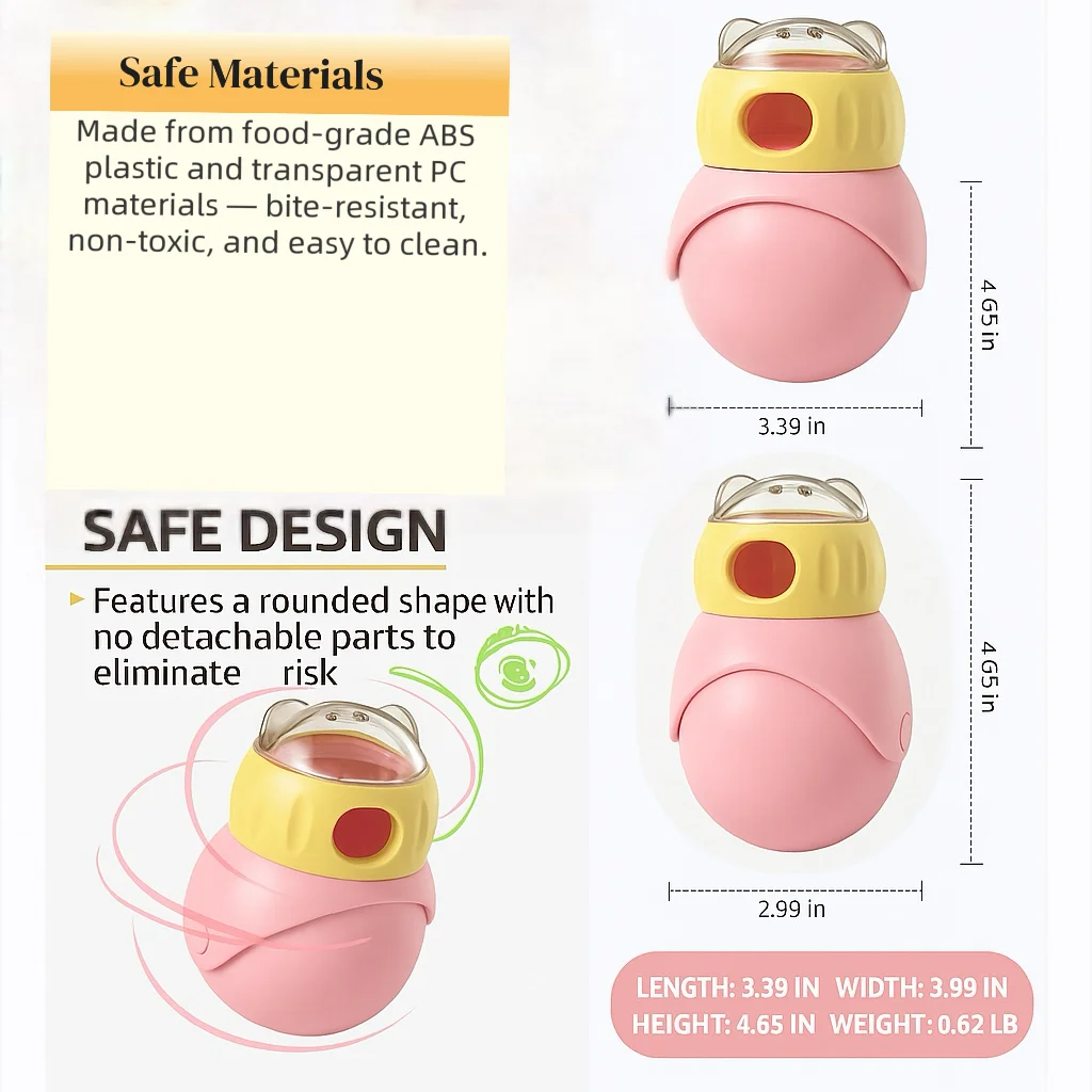 Interactive Treat Dispensing Puzzle Ball Toy for Cats and Dogs, Durable BPA-Free Plastic Slow Feeder, Wobble Design for Mental Stimulation, Boredom Relief, and Daily Enrichment