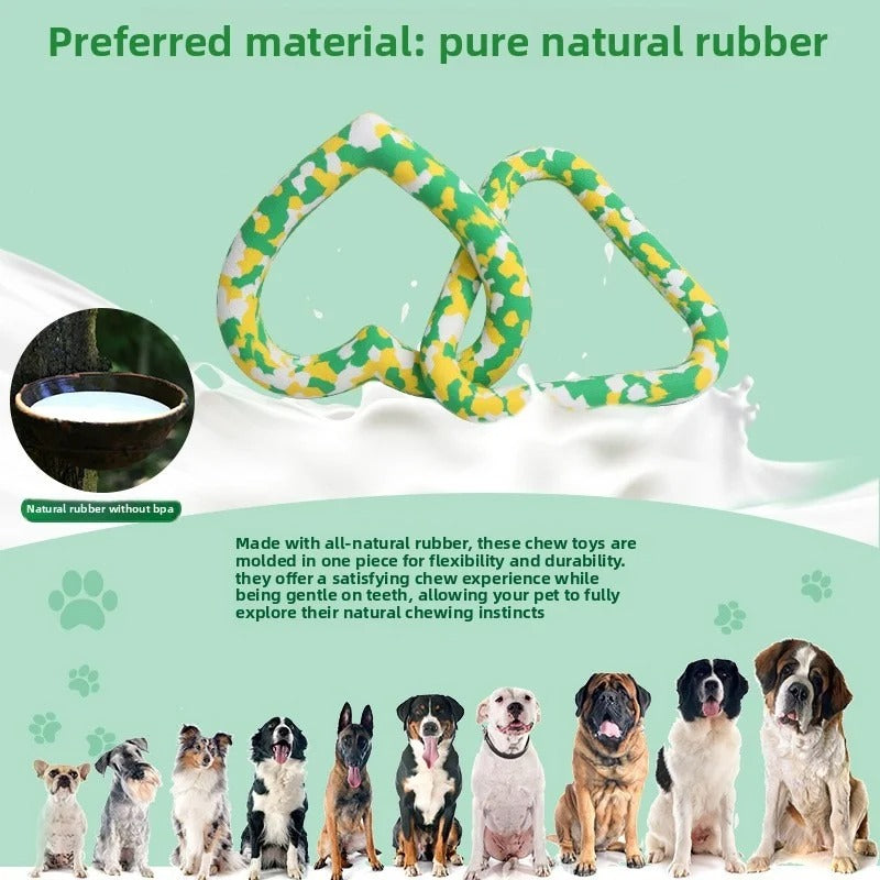 Interactive Rubber Tug and Chew Dog Toy with Dual Ring Design, Camouflage Pulling Toy for Chewing, Training, Dental Contact, and Daily Boredom Relief