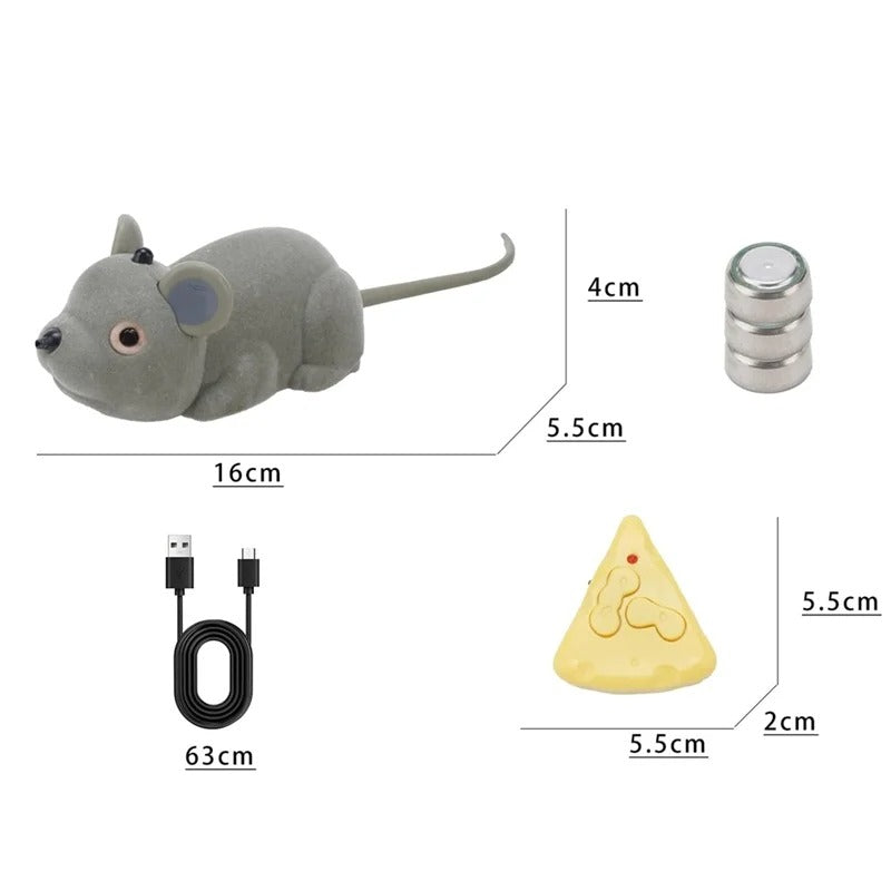 Interactive Remote Control Mouse Cat Toy for Indoor Cats, Automatic Moving Electronic Mouse with Obstacle Detection, USB Rechargeable and Realistic Flocking Design for Hunting and Play