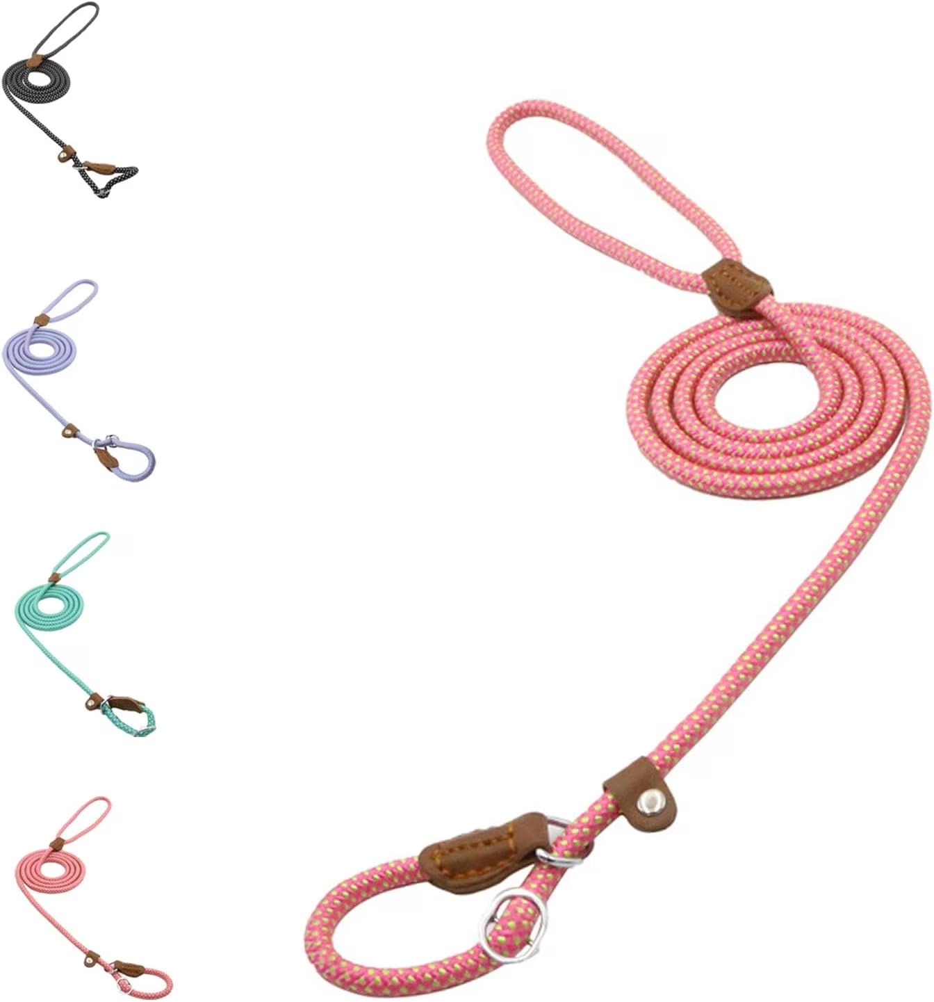 No-Pull Slip Lead Dog Training Leash, Heavy-Duty Nylon 4.9ft Walking Lead for Large and Medium Dogs, Anti-Choke Reflective Pet Control Leash for Safe Daily Walks and Outdoor Training