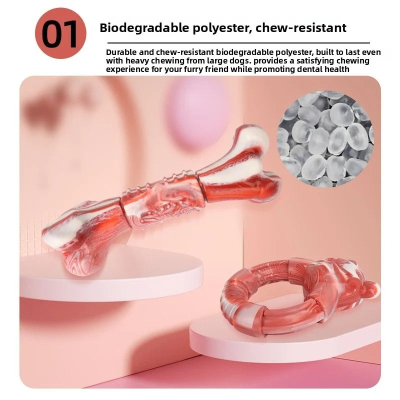 Eco-Friendly Degradable Dog Chew Toys Set for Large and Medium Dogs, Bite Resistant Panda Ring and Bone Style Chewing Toys, Durable Textured Dog Toys for Daily Play and Dental Support