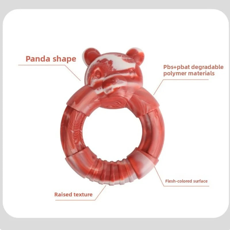 Eco-Friendly Degradable Dog Chew Toys Set for Large and Medium Dogs, Bite Resistant Panda Ring and Bone Style Chewing Toys, Durable Textured Dog Toys for Daily Play and Dental Support