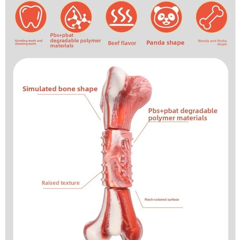 Eco-Friendly Degradable Dog Chew Toys Set for Large and Medium Dogs, Bite Resistant Panda Ring and Bone Style Chewing Toys, Durable Textured Dog Toys for Daily Play and Dental Support