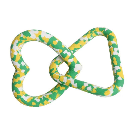 Interactive Rubber Tug and Chew Dog Toy with Dual Ring Design, Camouflage Pulling Toy for Chewing, Training, Dental Contact, and Daily Boredom Relief