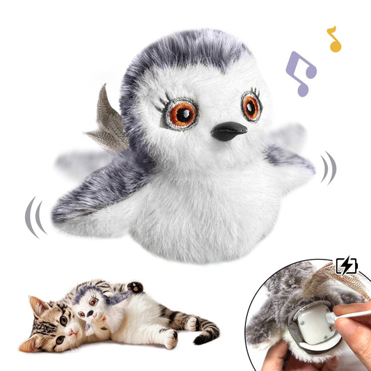 Interactive Flapping Bird Cat Toy for Kittens and Adult Cats, Motion-Activated Rechargeable Catnip Toy with Touch Sensor, Realistic Bird Sounds and Feathered Wings for Exercise and Hunting Play