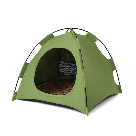 Waterproof Pet Bed Tent with Breathable Canvas, Cozy Cave Style Indoor Bed for Cats and Small Dogs, Foldable Puppy and Kitten Tent House with Cushion and Grooming Comb