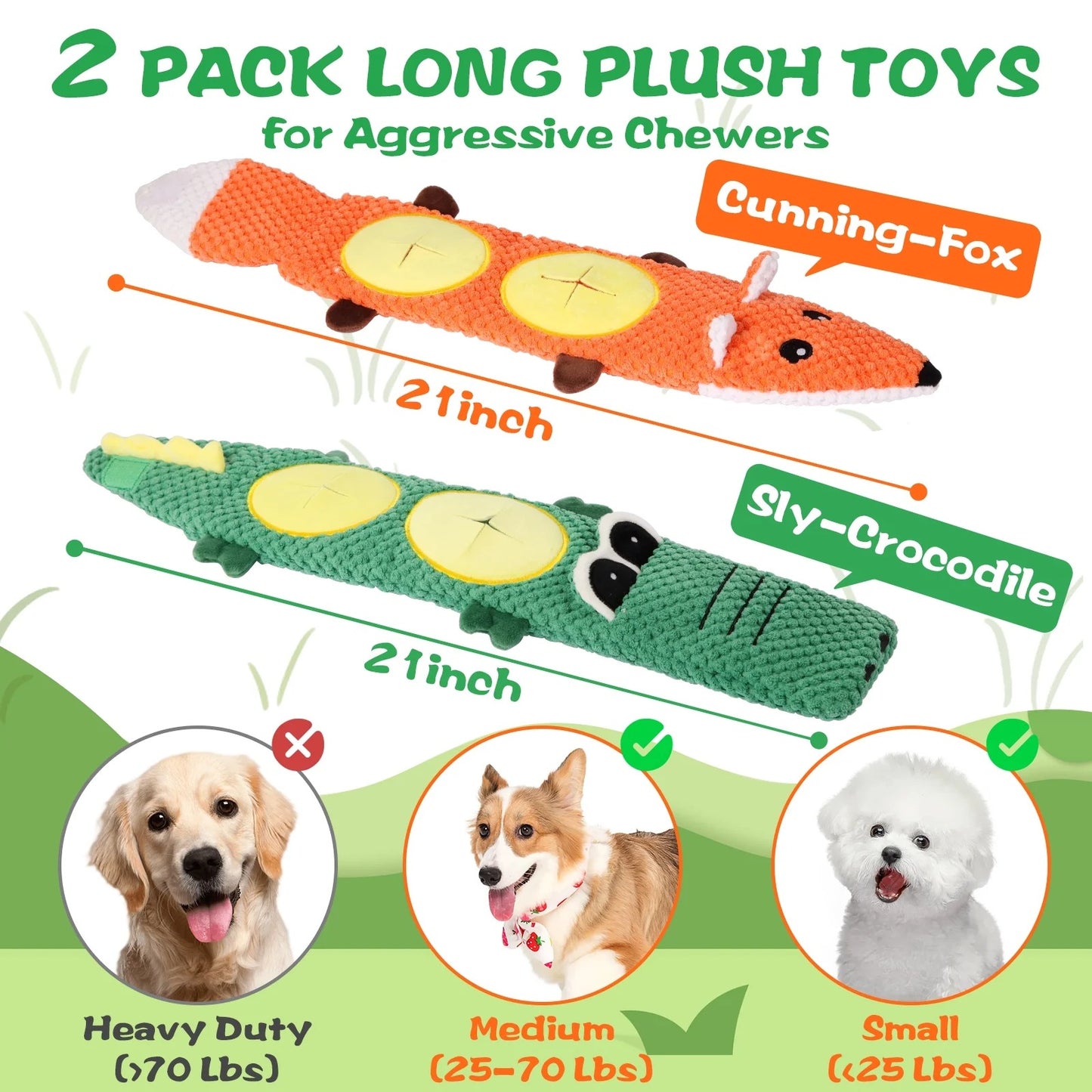 2-Pack Interactive Dog Chew Toys for Small & Medium Breeds, Squeaky Plush Toys for Teething, Mental Stimulation, Boredom Relief, Durable Safe Non-Stuffing Dog Toys