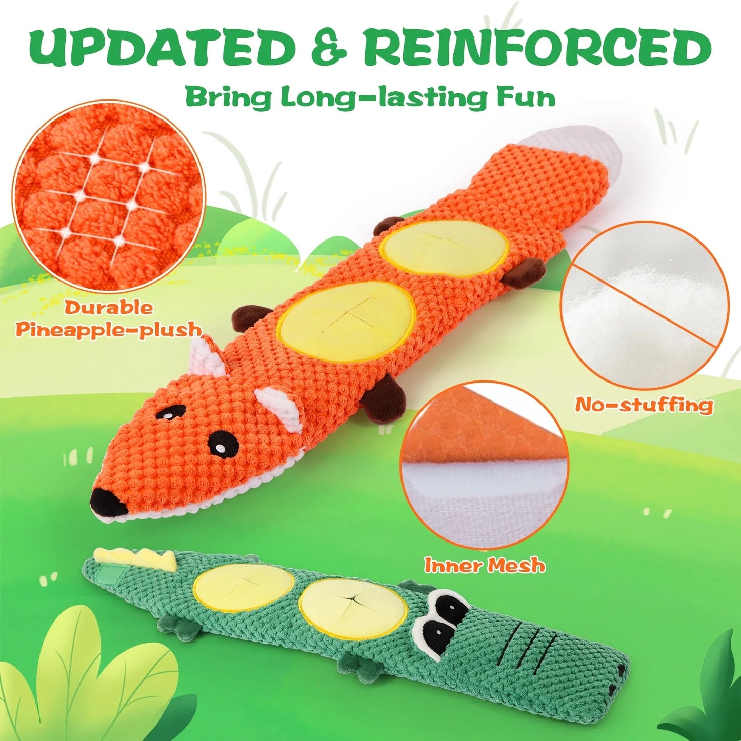 2-Pack Interactive Dog Chew Toys for Small & Medium Breeds, Squeaky Plush Toys for Teething, Mental Stimulation, Boredom Relief, Durable Safe Non-Stuffing Dog Toys